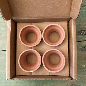 Pottery Barn set of 4 Napkin Rings - Terra Cotta Clay Pot